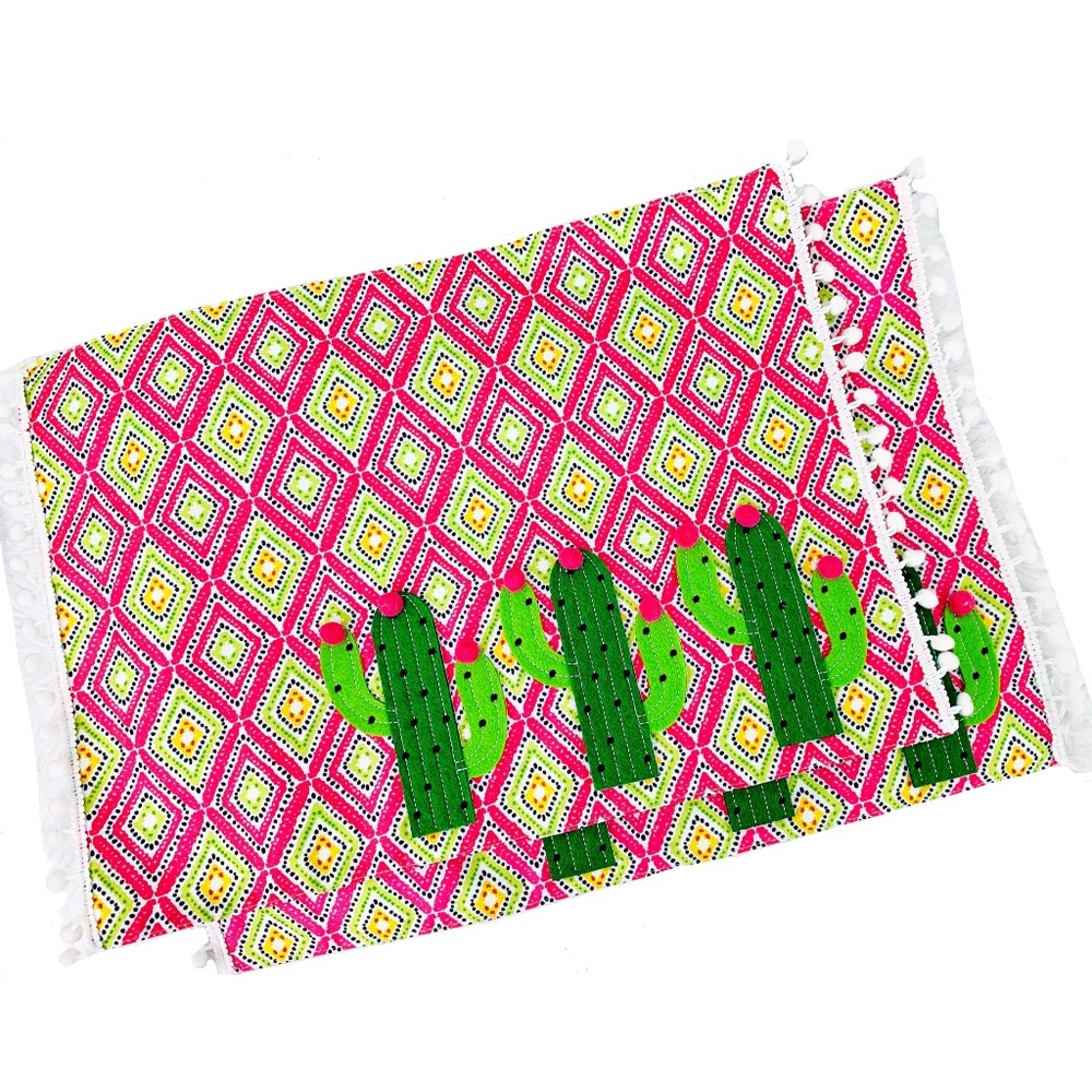 Set of 2 Pink & Green Cactus Placemats